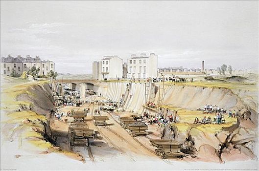 建筑,墙壁,靠近,公园,街道,卡姆登,城镇,伦敦,17世纪,九月,1838年,艺术家