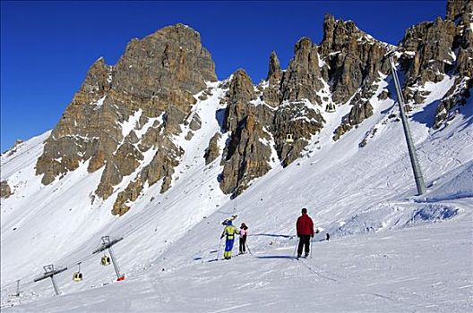 滑雪者,滑雪坡,滑雪,区域,法国,欧洲