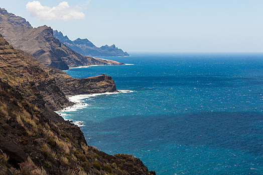悬崖,海岸,大卡纳利岛,西班牙,欧洲