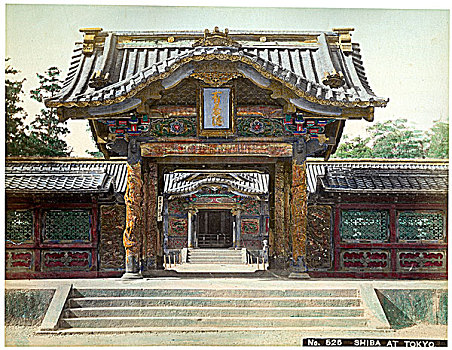 庙宇,大门,东京,日本,早,20世纪