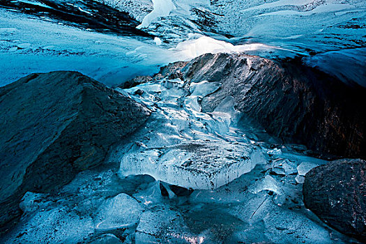 冰,洞穴,室内,清晰,溪流,冰河,楚加奇州立公园,阿拉斯加,秋天