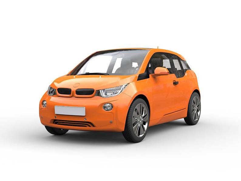 橙色,小,电,电动汽车