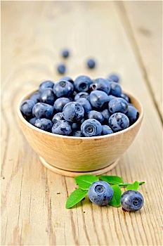 蓝莓,木碗,木板