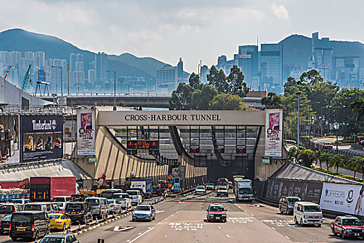 香港,城市,港口,隧道