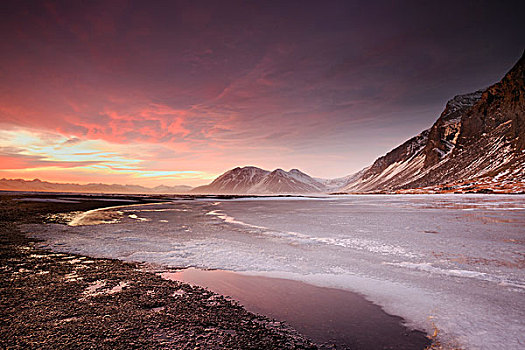 日落,冰岛