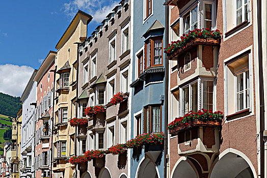 彩色,建筑,步行街,历史,中心,斯泰辛格,区域,特兰提诺阿尔托阿迪杰,意大利,欧洲