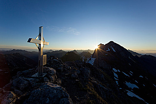 顶峰,脸,早晨,亮光,阿尔卑斯山,提洛尔,奥地利