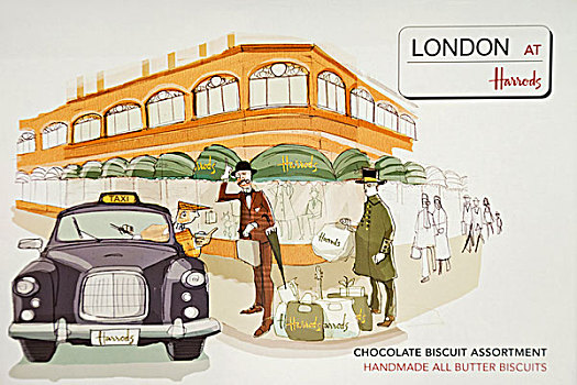 英格兰,伦敦,骑士桥街区,哈洛兹,展示,纪念品,饼干盒