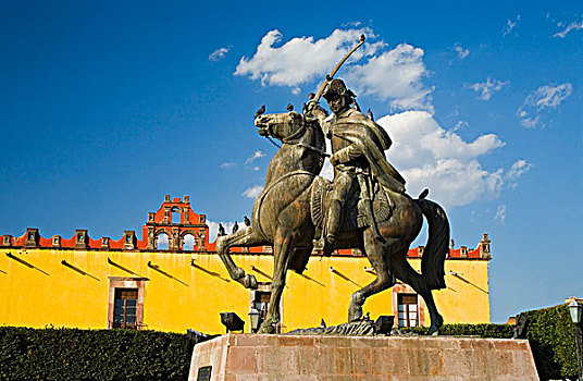 北美,墨西哥,瓜纳华托州,圣米格尔,雕塑,骑马,广场