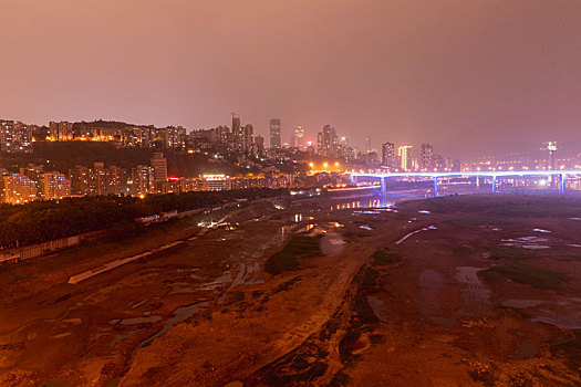 重庆渝中区菜园坝长江大桥夜景