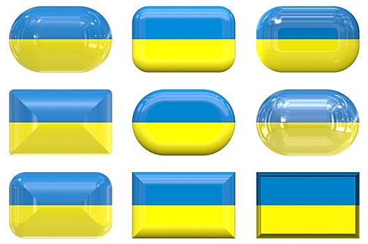 玻璃,扣,旗帜,乌克兰