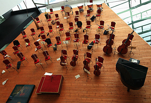 乐团,椅子,位子,乐器,钢琴,无人,提琴