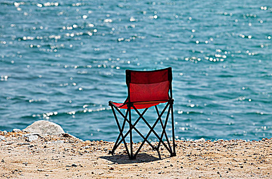 红色,椅子,海滩,西班牙
