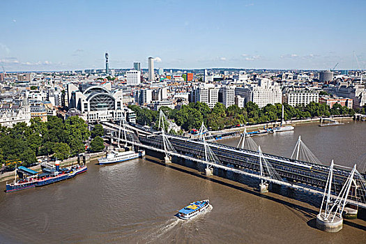 城市,伦敦眼,金禧桥,泰晤士河,伦敦,英格兰