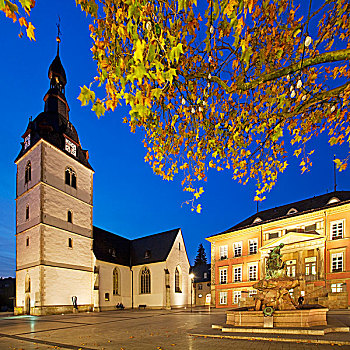 市区,救世主,教堂,市政厅,北莱茵威斯特伐利亚,德国,欧洲