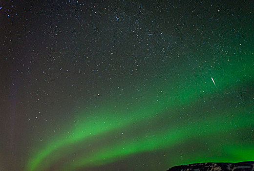 北极光,流星,冰岛