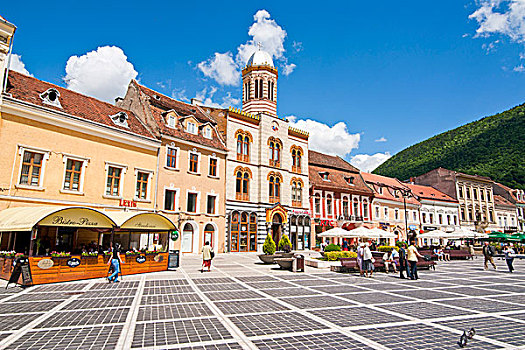 城镇广场,布拉索夫,特兰西瓦尼亚,罗马尼亚,欧洲