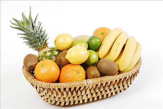 果篮,热带水果,菠萝,猕猴桃,香蕉,柑橘
