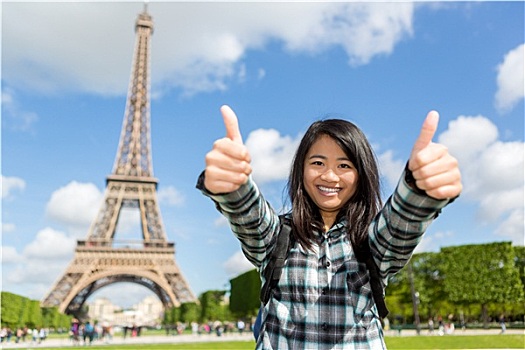 年轻,魅力,亚洲人,游客,享受,巴黎,旅游