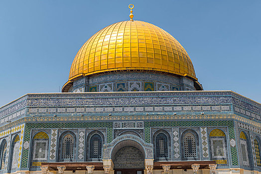 装饰,建筑,图案,金色,圆顶,圆顶清真寺,圣殿山,老城,耶路撒冷,以色列,亚洲