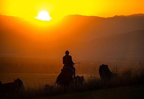 中国新疆那拉提草原的牧民