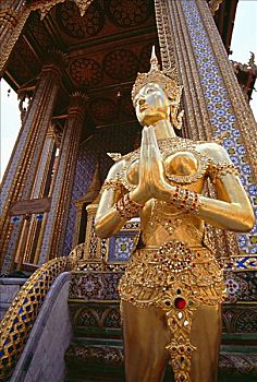 泰国,曼谷,玉佛寺,金色,雕塑