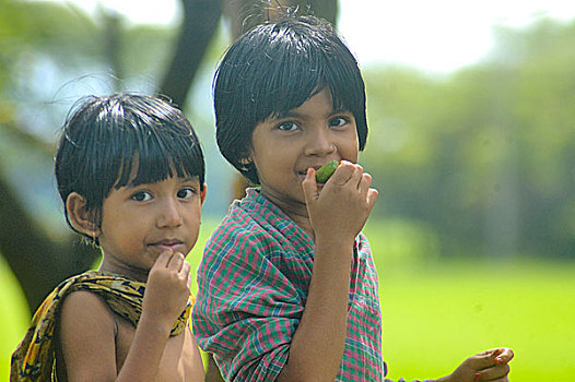 头像,乡村,孩子,孟加拉,十月,2007年