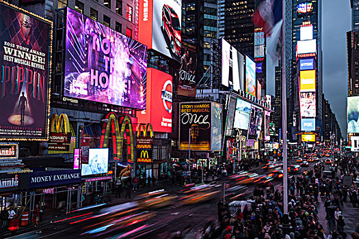 交通,高峰时间,时代广场,连通,百老汇,第七大道,曼哈顿,纽约,美国,北美