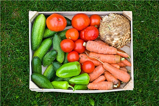 新鲜,蔬菜,木盒