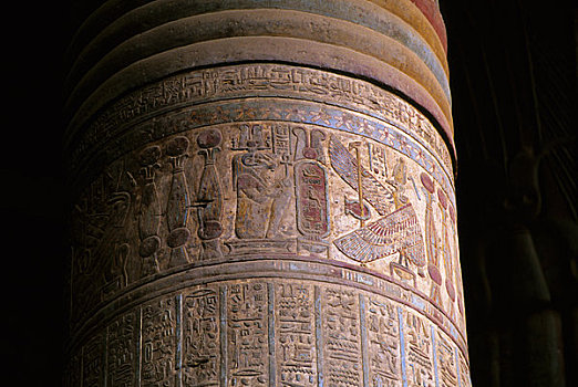 埃及,尼罗河,庙宇,神,室内,柱子,特写