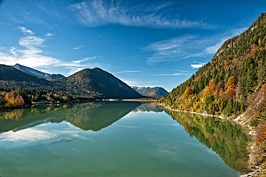 湖,德国,秋色,反射,大幅,尺寸