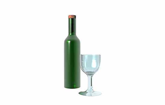 葡萄酒瓶,玻璃杯,隔绝