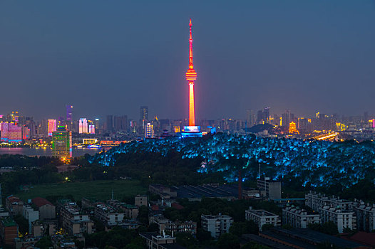 武汉,夏日,城市天际线,夜景,风光