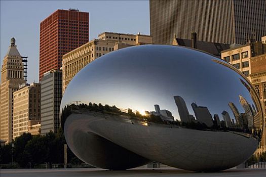 豆,雕塑,正面,建筑,云门,千禧公园,芝加哥,伊利诺斯,美国