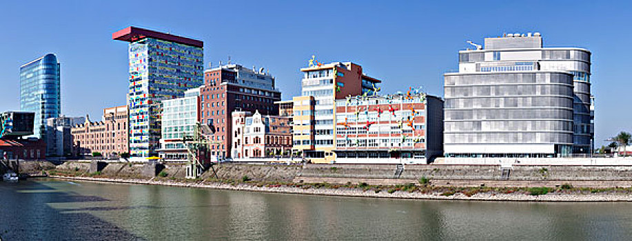 现代建筑,交易,港口,媒体,杜塞尔多夫,北莱茵威斯特伐利亚,德国,欧洲