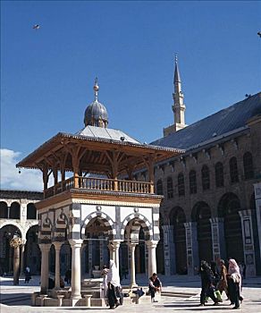 清真寺,柱子,古老,世界遗产,大马士革,叙利亚,中东,东方