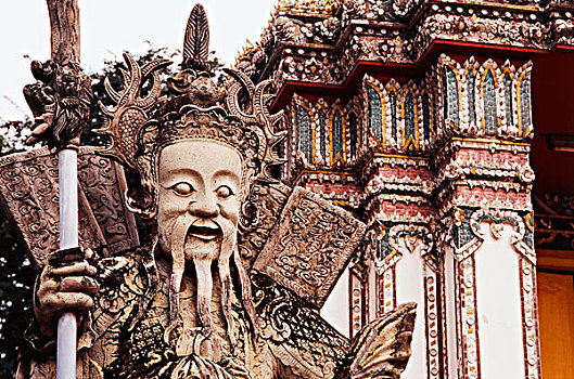泰国,曼谷,寺院,庙宇,监护,雕塑,大幅,尺寸