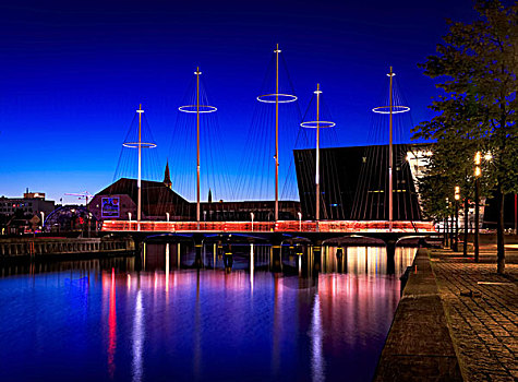 桥,黄昏,艺术家,居民区,哥本哈根,丹麦,欧洲