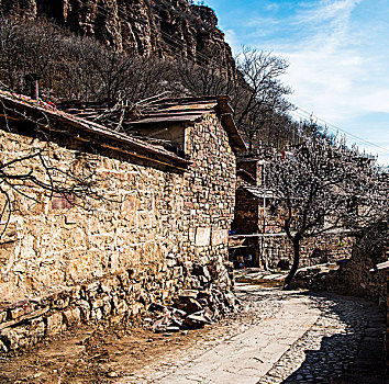 太行山,岩壁,山村,民居,杏花