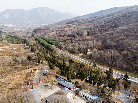 航拍河南郑州登封嵩山少林寺