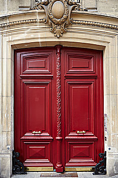 红色,木质,门,巴黎,法国