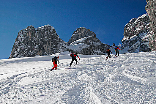 滑雪,旅游,山脉,奥地利,欧洲