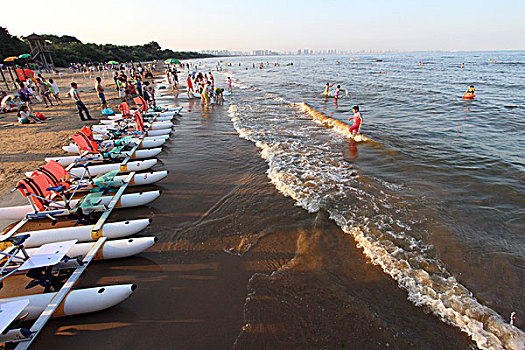 北戴河,沙滩,阳伞,夏日,浴场,游客,海边,海浪,海岸线