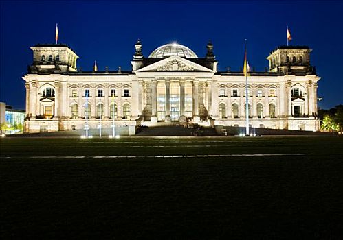 德国国会大厦,晚上,德国,议会,黎明,柏林