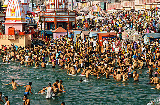 著名,浴,哈里瓦,北阿坎德邦,乌塔兰邦,印度,亚洲