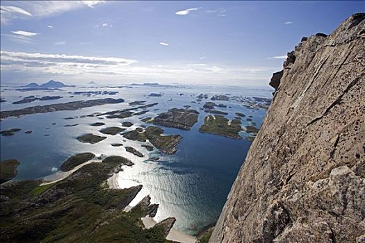 挪威,诺尔兰郡,海格兰德,岛屿,围绕,高,顶峰,远景,狮身人面像