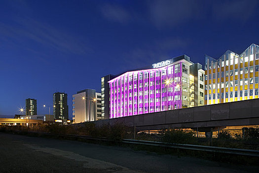 交谈,总部,伦敦,英国,2009年,生动,外景,建筑,光亮,粉色,夜晚
