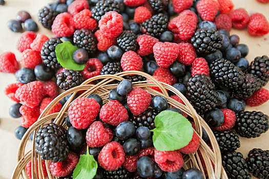 新鲜,抗氧化,食物,树莓,蓝莓,黑莓