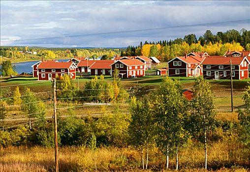 红色,房子,北博滕省,瑞典