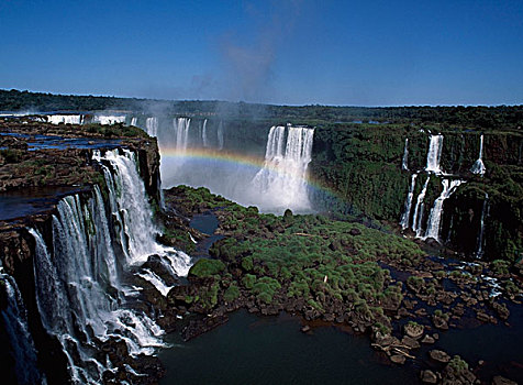 俯拍,伊瓜苏,瀑布,巴西